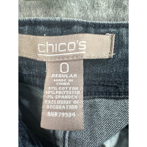 Chicos Womens Size 4-6 Chicos size 0 Regular Denim Jeans Straight leg Stretch - Picture 3 of 8